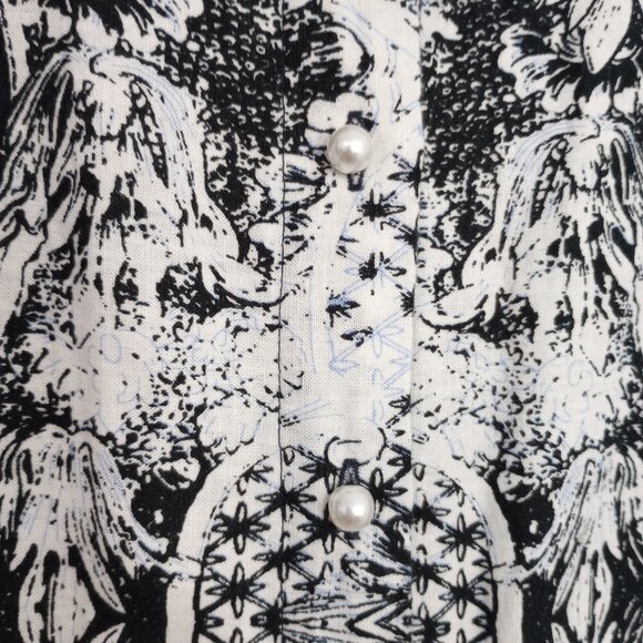 Soft Surroundings Navy Floral Linen-Blend Shirt Dress - Picture 2 of 10